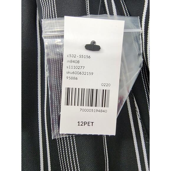 New Lane Bryant Striped Wide Leg Ankle Pants Size 12P Black White Ruffle Waist - Picture 4 of 11